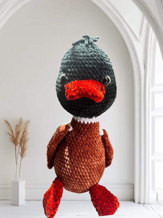 Handmade Mallard Duck Crochet Amigurumi Toy – Soft Knitted Plush