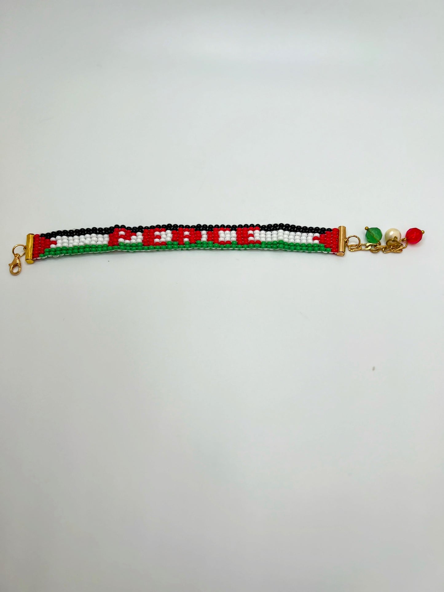 Handmade Peace Palestine Flag Loom Beads Small Bracelet – Delicate Cultural Jewelry