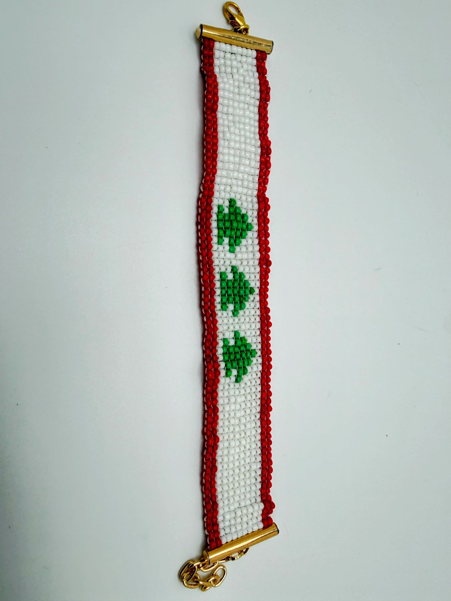 Handmade Lebanon 🇱🇧 Flag Beaded Bracelet – Fun & Cultural Jewelry