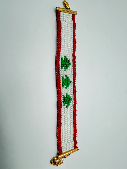Handmade Lebanon 🇱🇧 Flag Beaded Bracelet – Fun & Cultural Jewelry