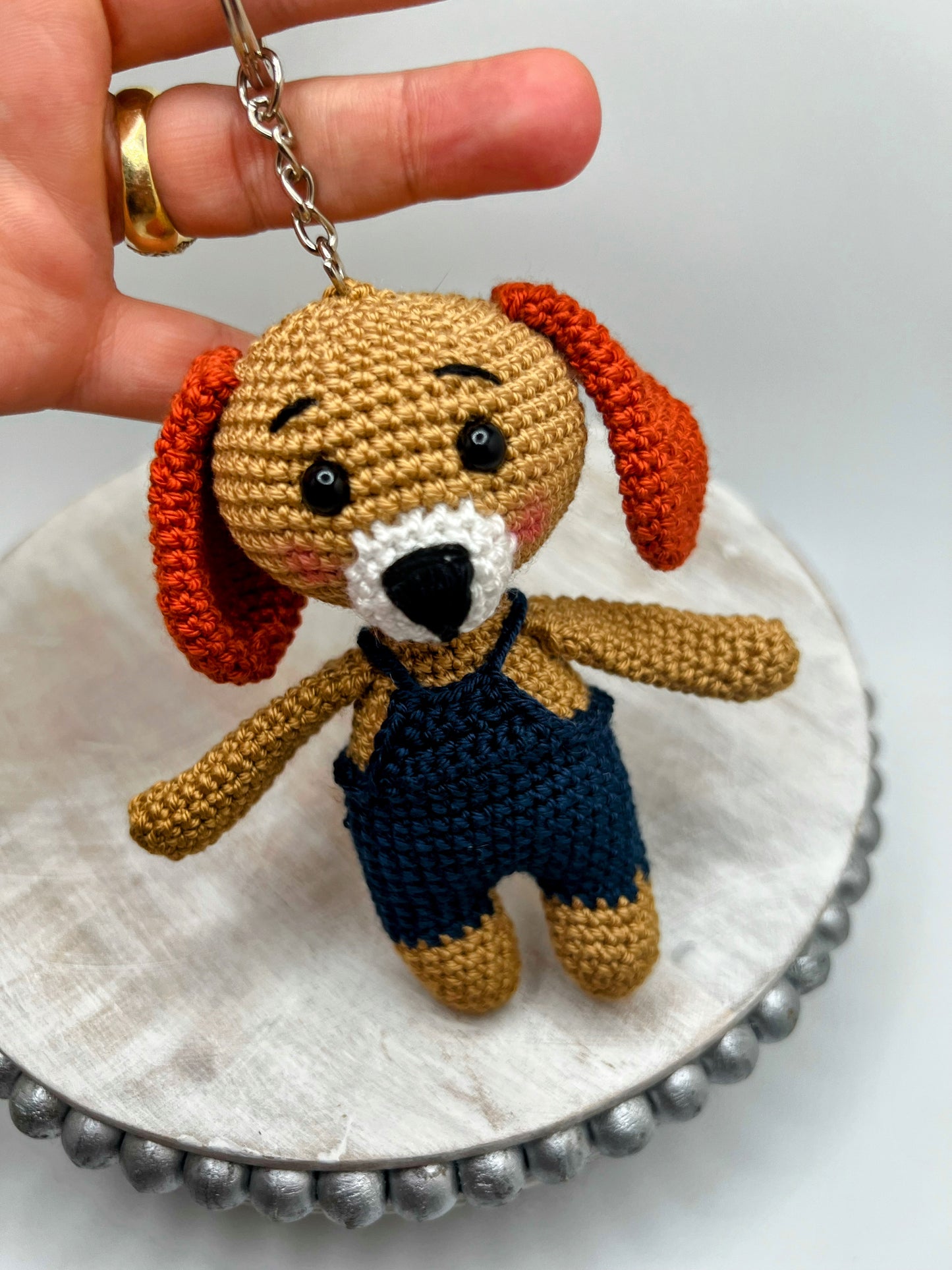 Beagle Dog Amigurumi Keychain Toy