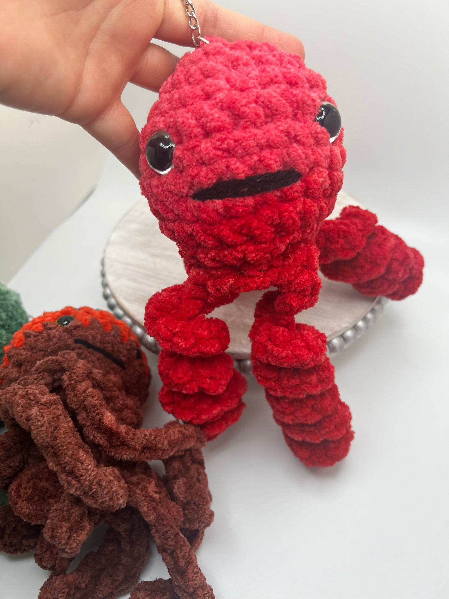 Stuffed Small Octopus Keychain - Crochet Knitted Amigurumi Toy (Different Colors Available)