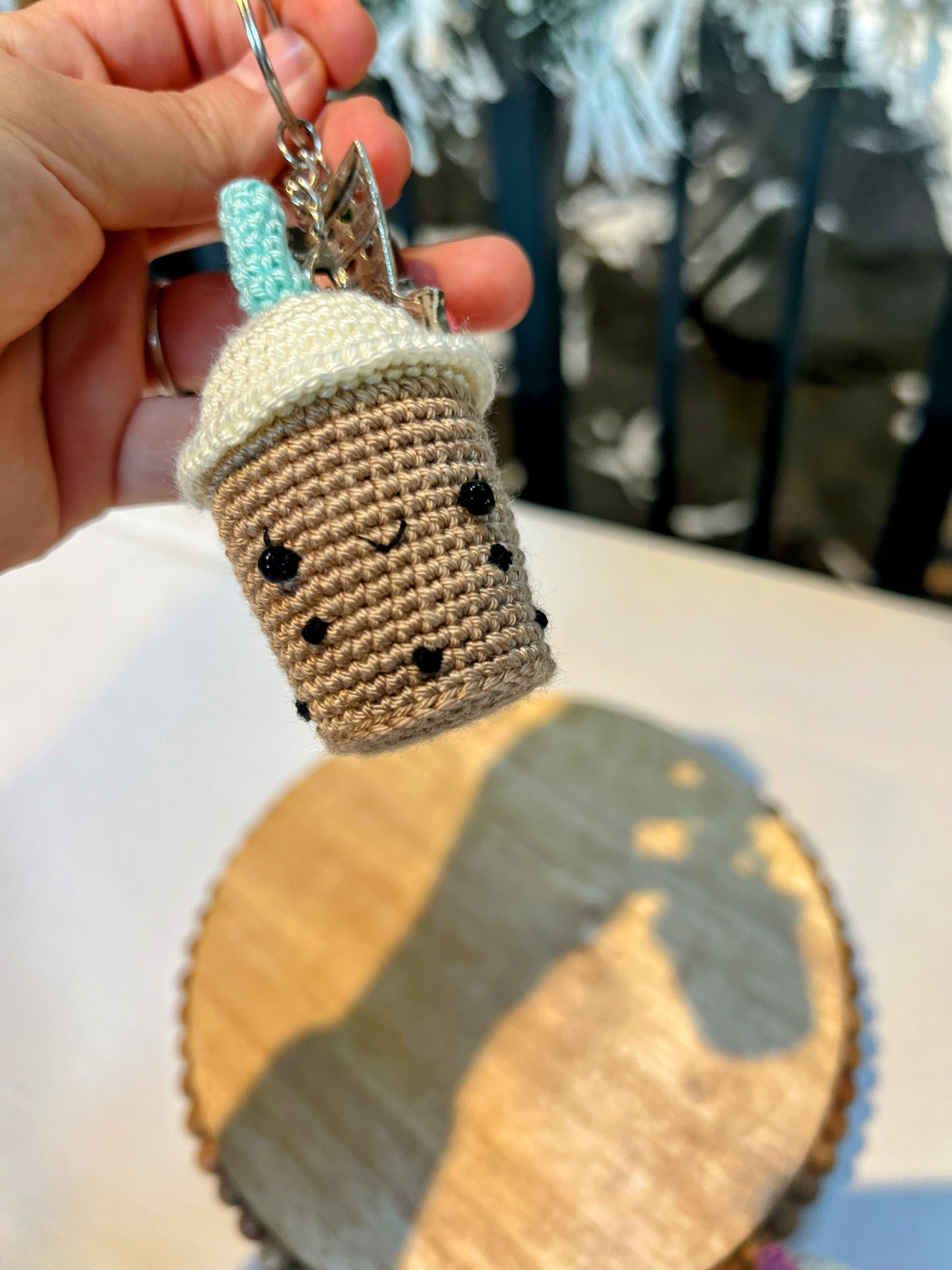 Stuffed Boba Drink Keychain - Crochet Knitted Amigurumi Toy