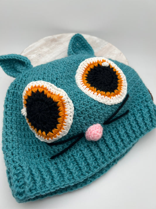 Crochet Cute Cat Hat – 5 Color Options | Handmade Cozy Animal Ear Beanie