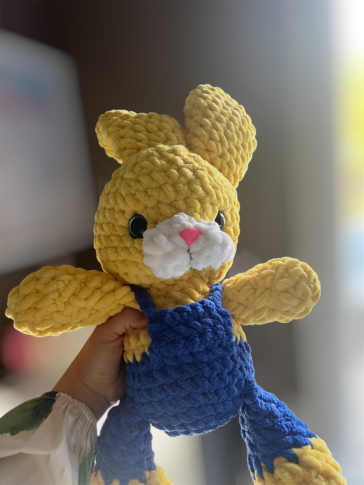 Handmade Stuffed Giant Cute Yellow Boy Rabbit 🐰 – Crochet Knitted Amigurumi Toy