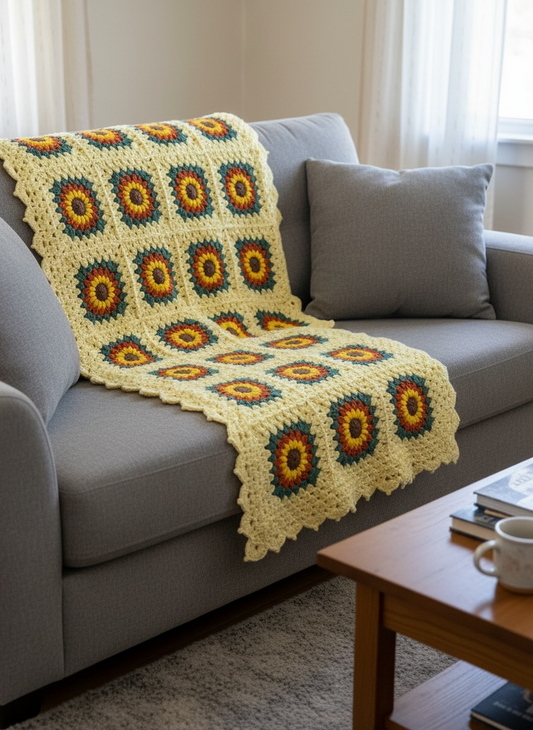 Soft Sunflower Flowers Blanket – Handmade Cozy Comfort
