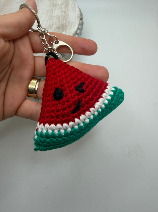 Handmade Watermelon 🍉 Keychain – Crochet Knitted Amigurumi Toy