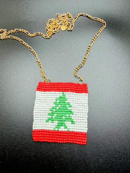 Handmade Lebanon 🇱🇧 Flag Beaded Necklace - style (2) – Cultural Jewelry