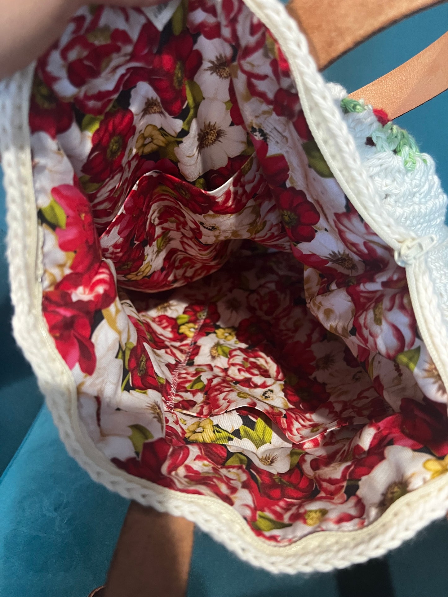 Handmade Crochet Red Flower Big Shoulder Bag – Spacious & Stylish