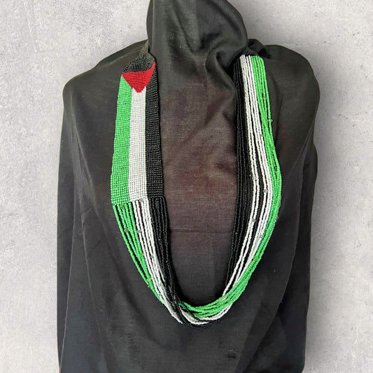 Handmade Palestine Flag Loom Beads Necklace β Cultural Beaded Jewelry