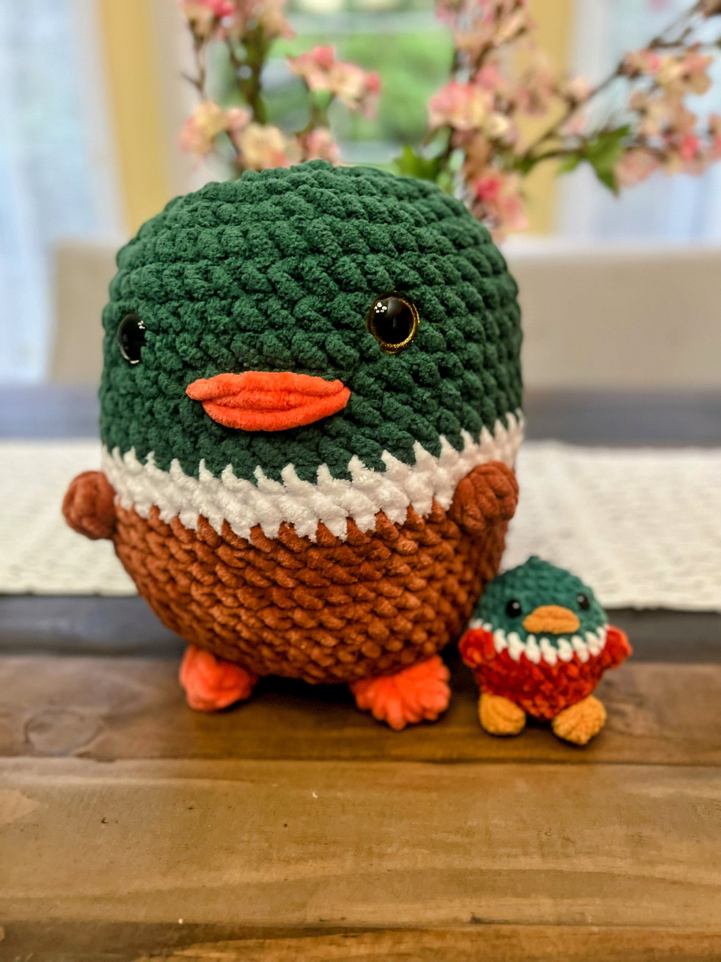 Medium Cuddly Plump and Perky Mallard Duck 🦆 - Crochet Knitted Amigurumi Toy