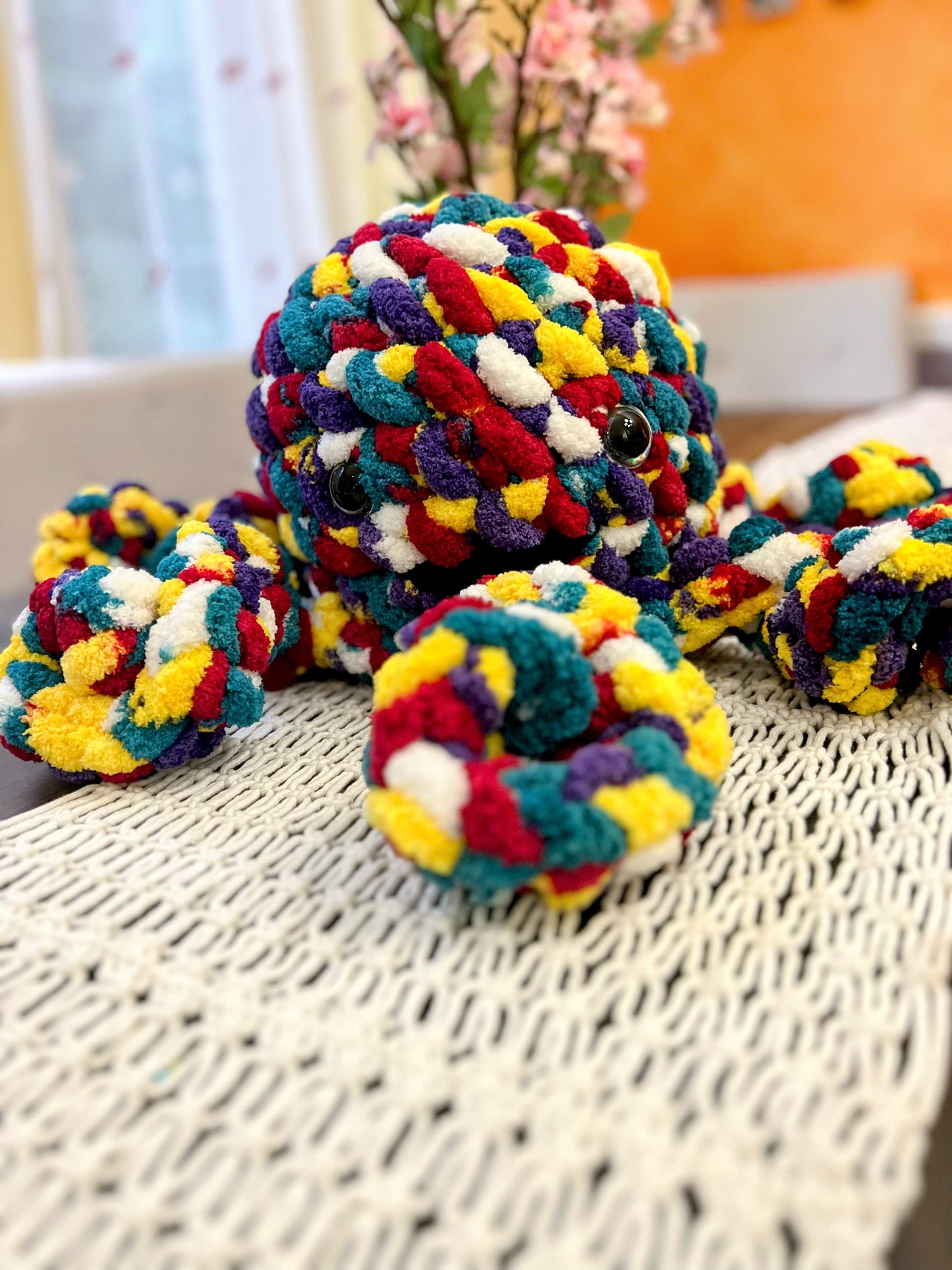 Stuffed Jumbo Colorful Octopus Jellyfish - Crochet Knitted Amigurumi Toy