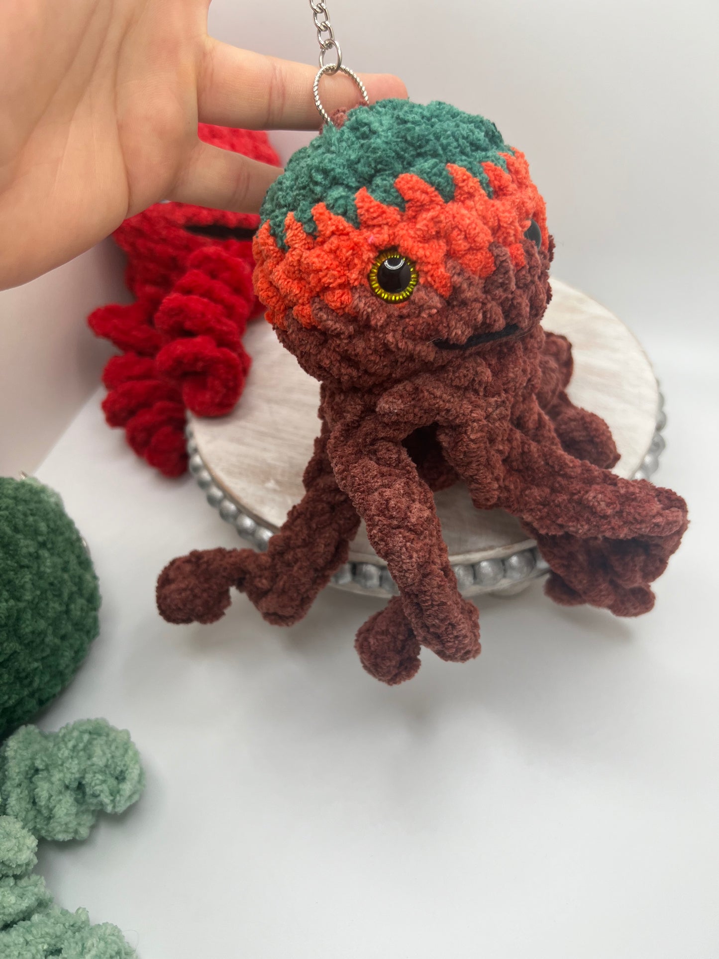 Stuffed Small Octopus Keychain - Crochet Knitted Amigurumi Toy (Different Colors Available)