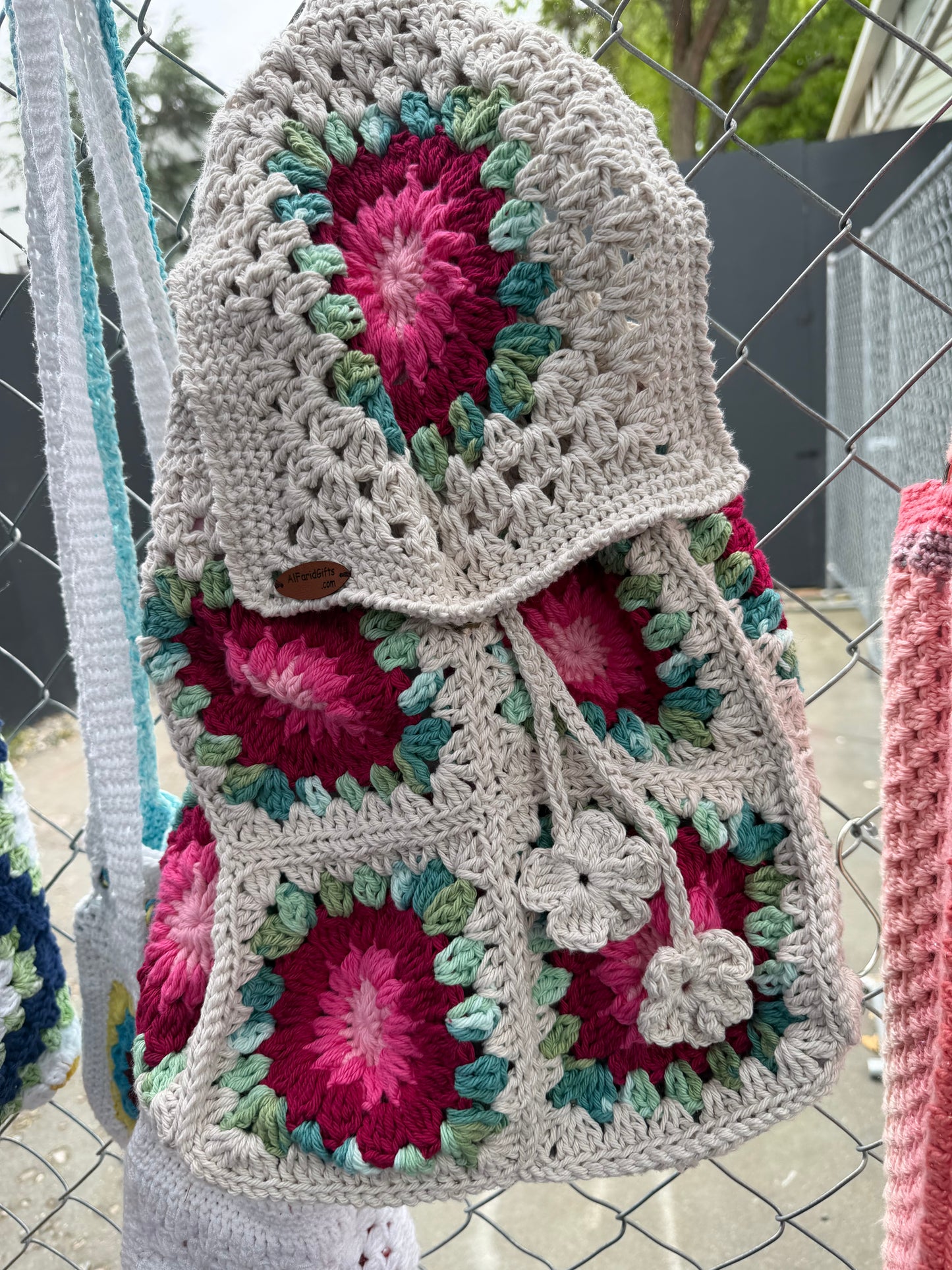 Handmade Crochet Floral Backpack | Boho Granny Square Backpack | Cottagecore Handmade Bag