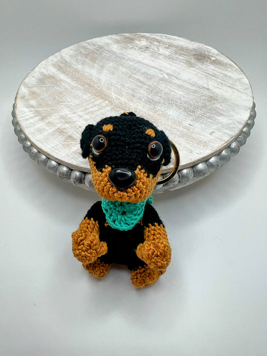 Crochet Knitted Amigurumi Stuffed Bear Keychain Toy - Different Scarf Color