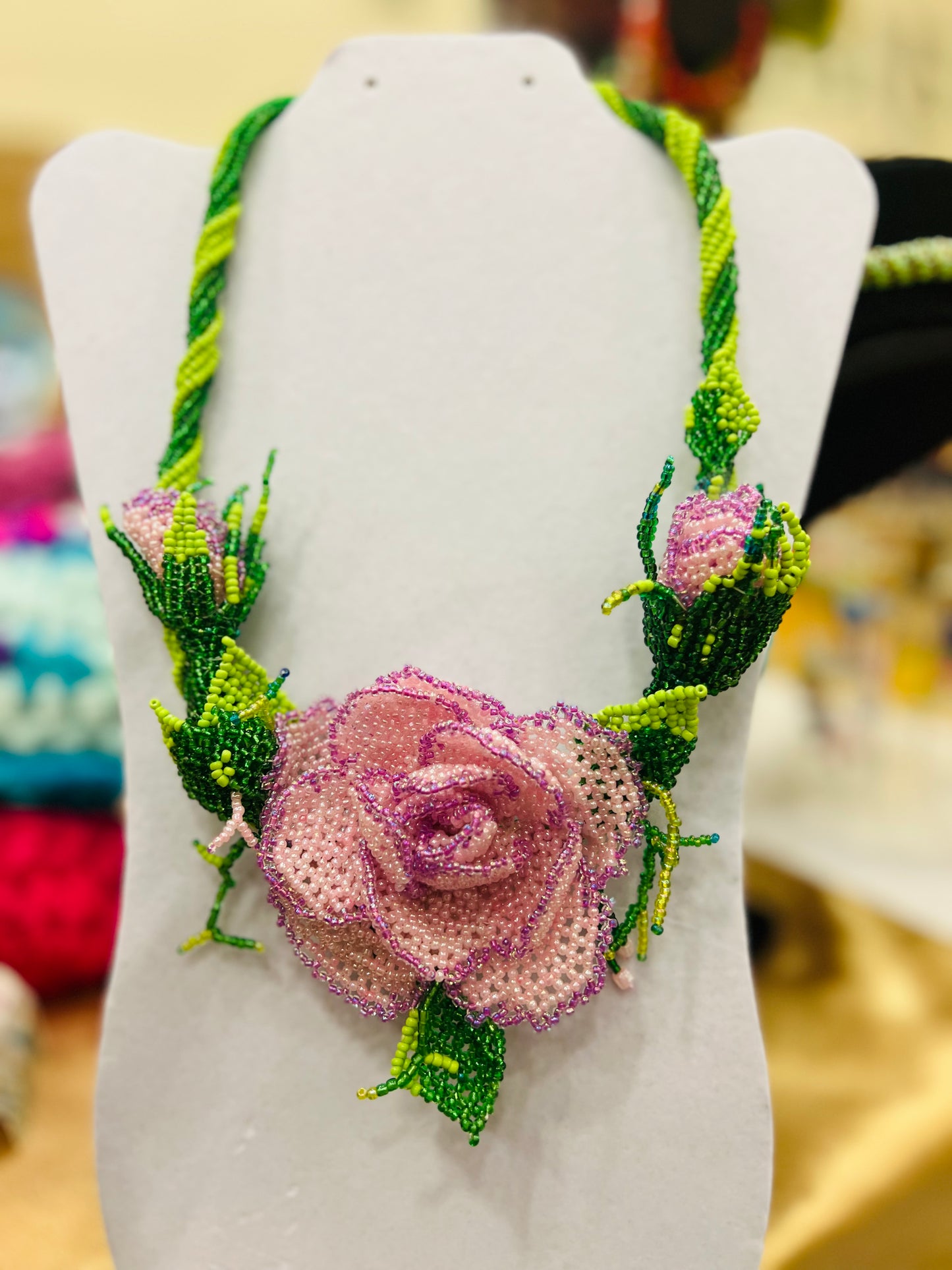 3D Purple Rose Necklace