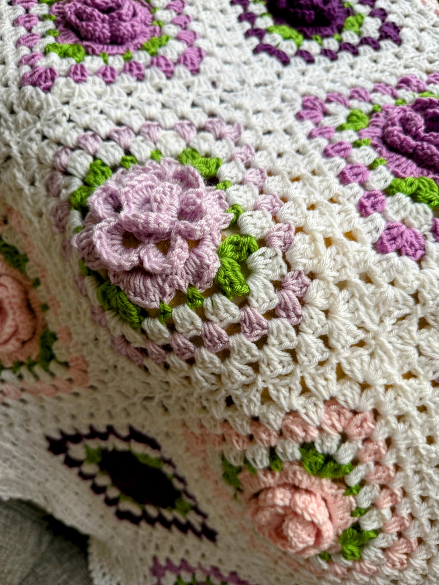 Soft Pink & Purple & White Flowers Baby Blanket – Handmade Cozy Comfort