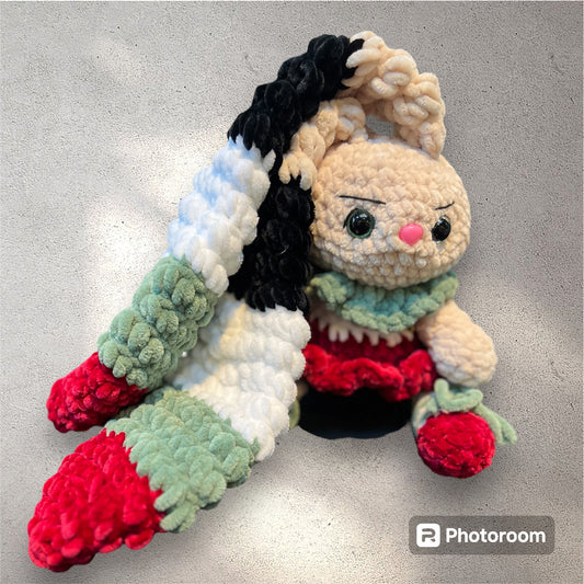 Handmade Palestine Bunny Amigurumi Toy with Palestine Flag Ears