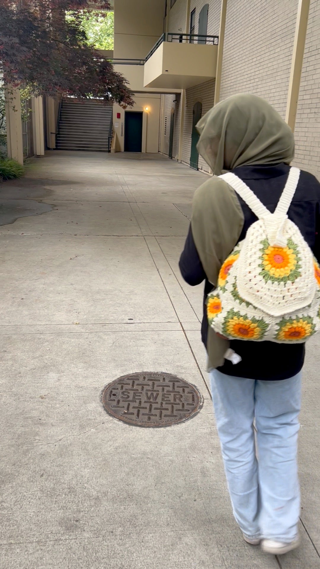 Crochet Sunflower Backpack Bag