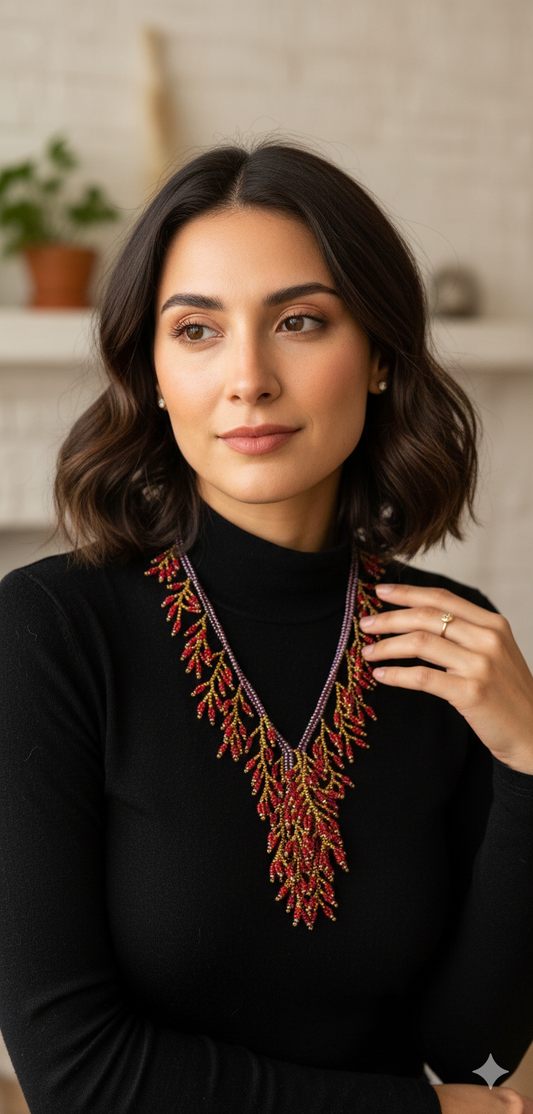 Handmade Beaded Cascade Necklaces - Statement Jewelry (2 Colors available)