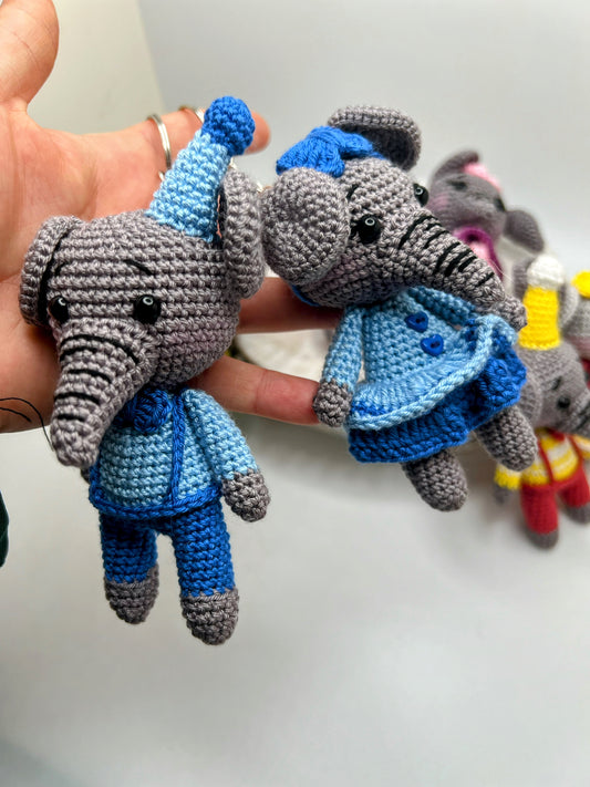 Handmade Amigurumi Adult Elephant Matching Keychains