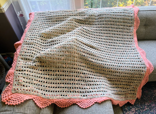 Handcrafted Green Coach Blanket with Orange Edges – Cozy & Stylish