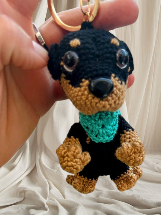 Rottweiler Amigurumi Keychain Toy