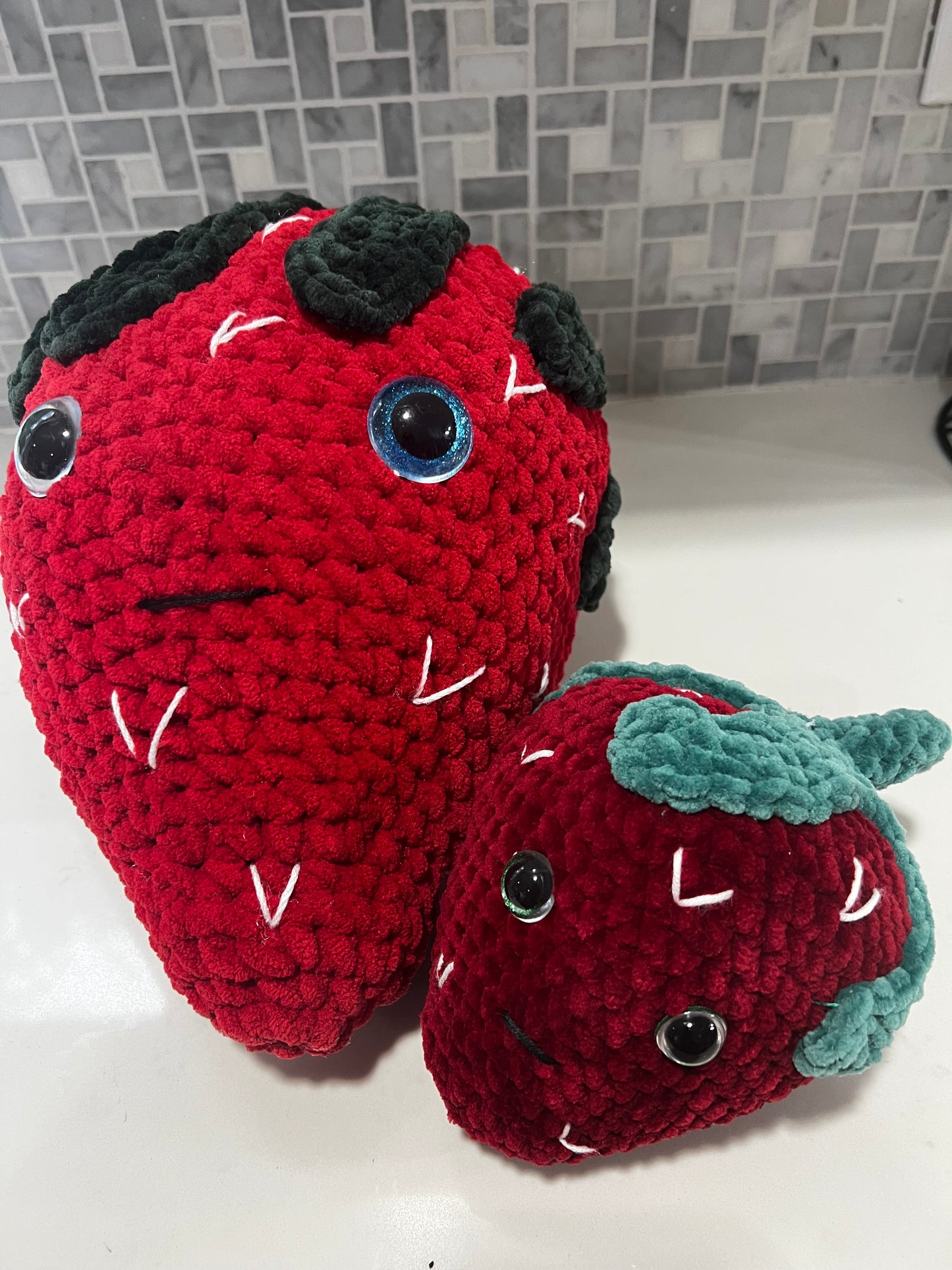 Stuffed Jumbo Strawberry 🍓 - Crochet Knitted Amigurumi Toy