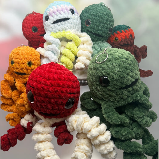 Stuffed Small Octopus Keychain - Crochet Knitted Amigurumi Toy (Different Colors Available)