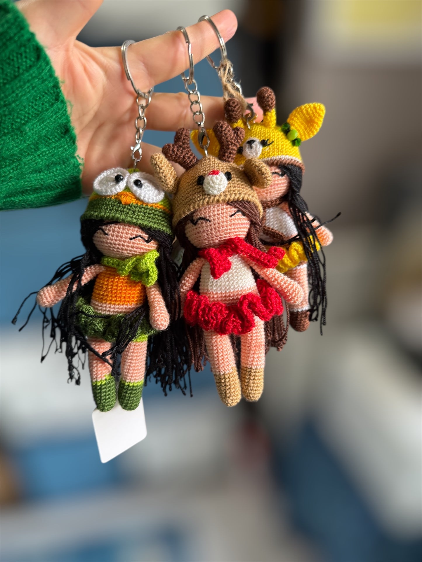 Cheering Doll Crochet Keychain – Handmade Amigurumi Charm
