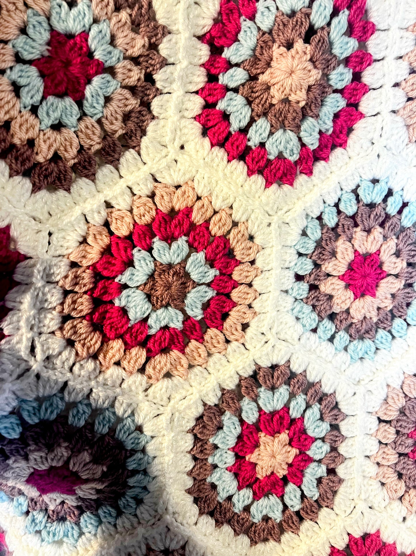 Soft Pink & Blue & Btown Flowers Baby Blanket – Handmade Cozy Comfort