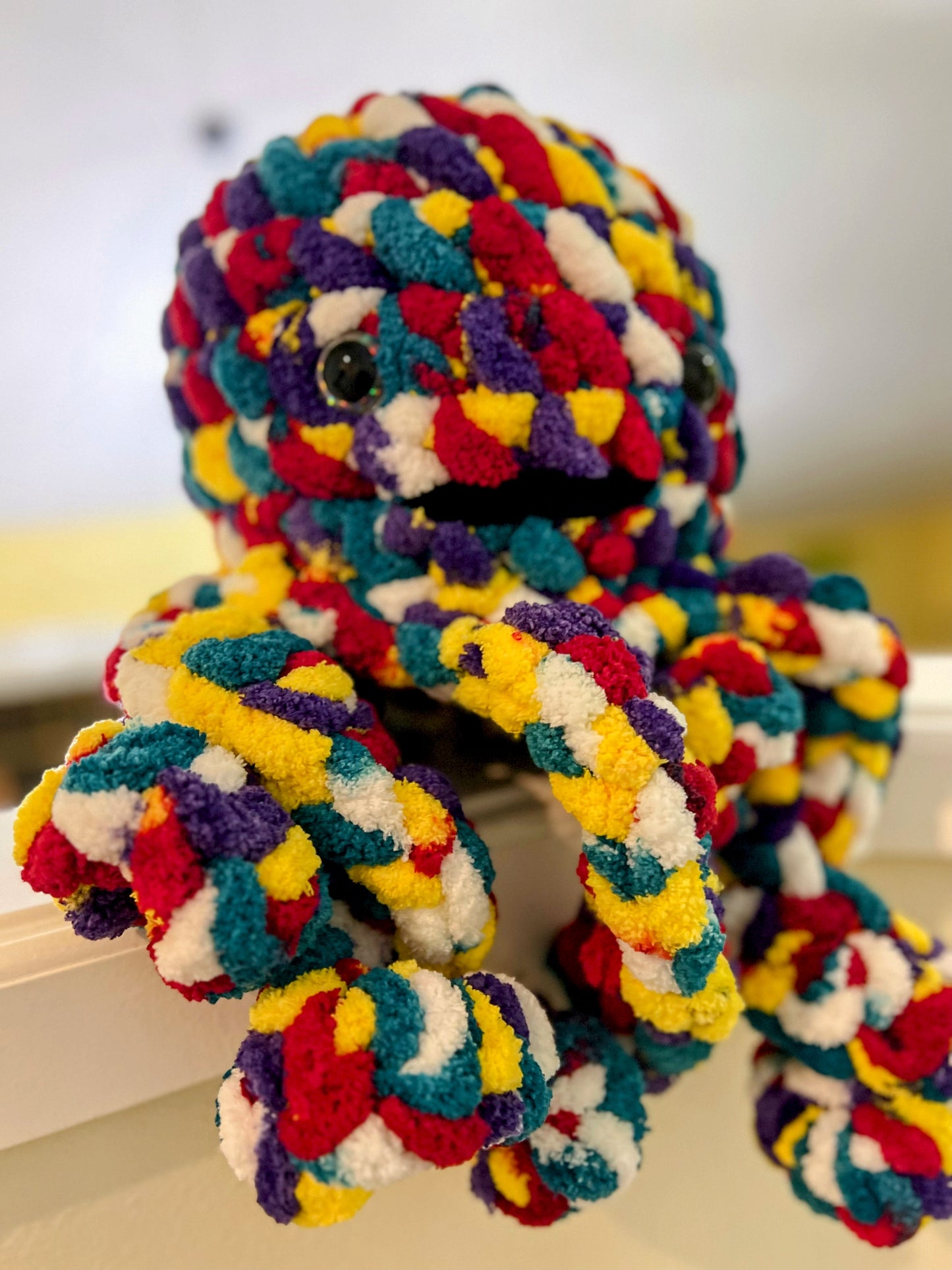 Stuffed Jumbo Colorful Octopus Jellyfish - Crochet Knitted Amigurumi Toy