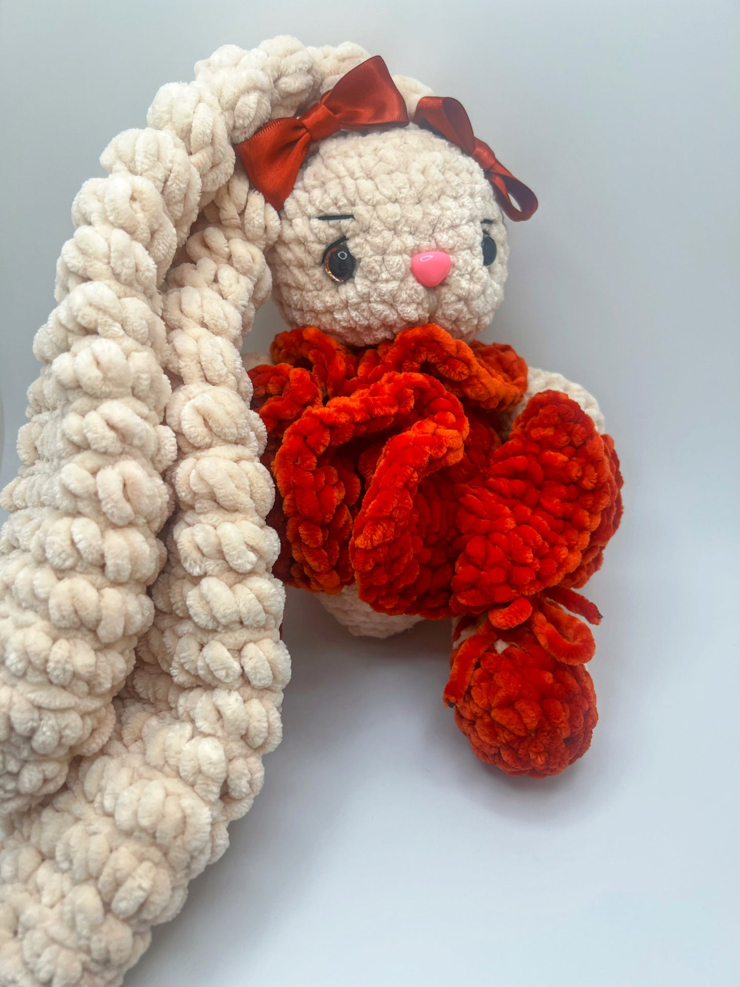 Stuffed Cute Cuddly Bunny 🐰 (Green & Orange) - Crochet Knitted Amigurumi Toy