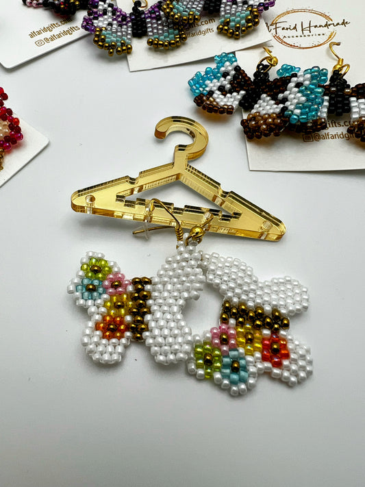 Beaded Butterfly Earrings (Different Colors Available )
