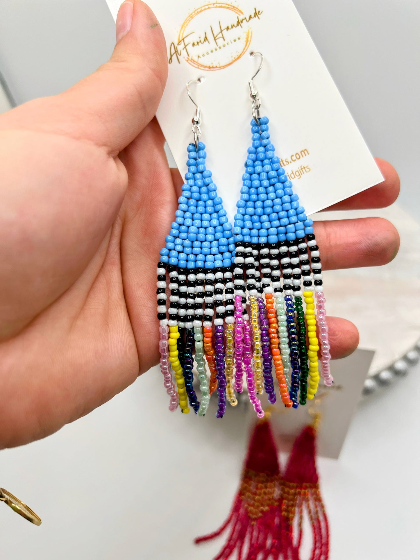 Beaded Dangling Earrings(Different Colors)