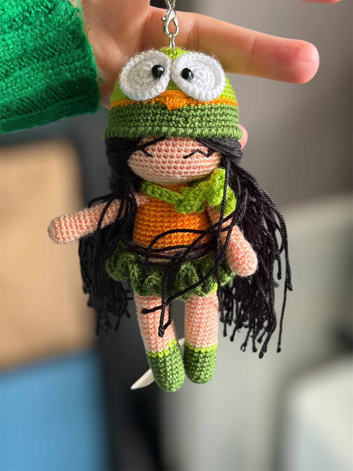 Cheering Doll Crochet Keychain – Handmade Amigurumi Charm