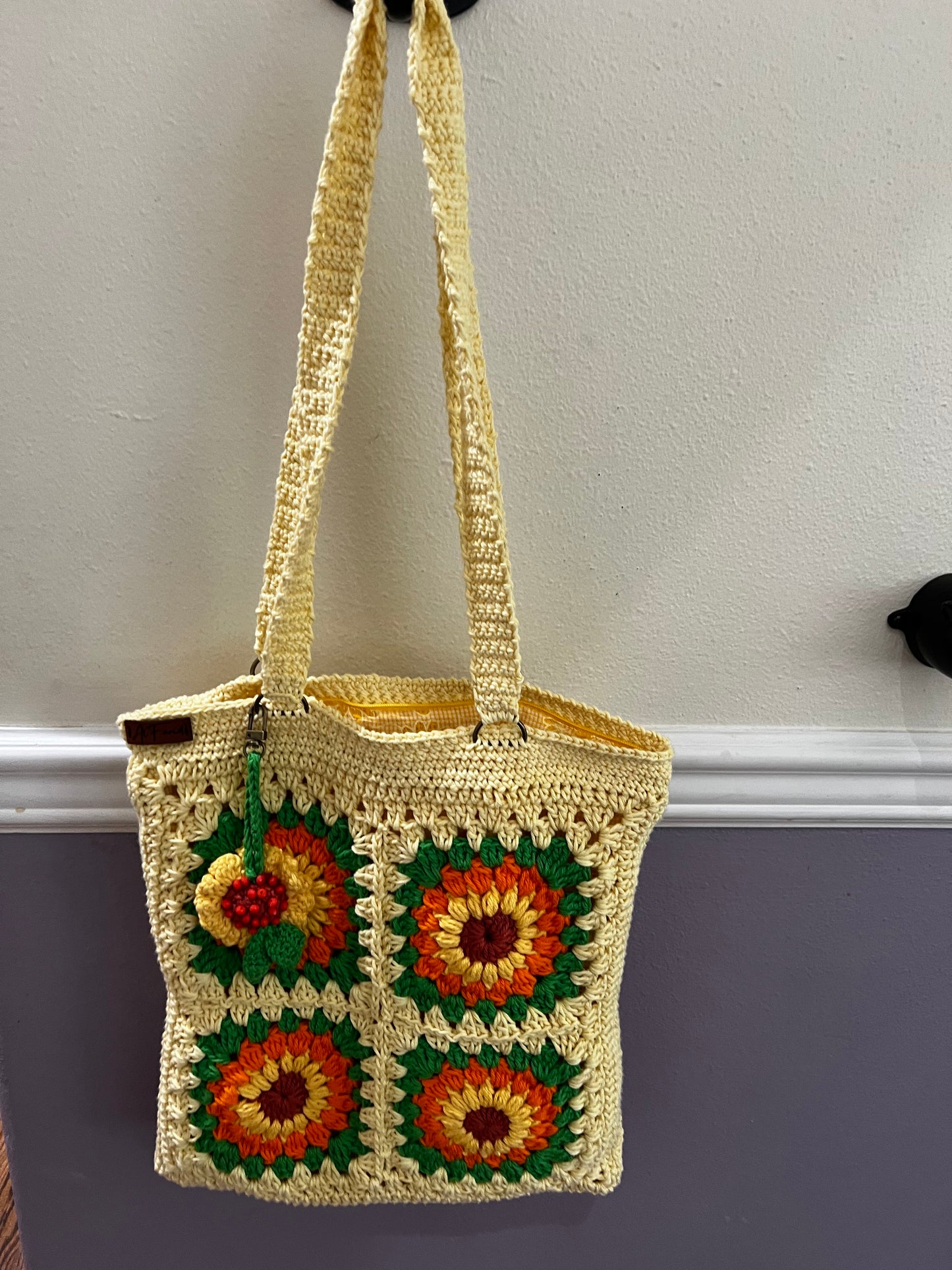 Crochet Sunflower Big Shoulder Bag