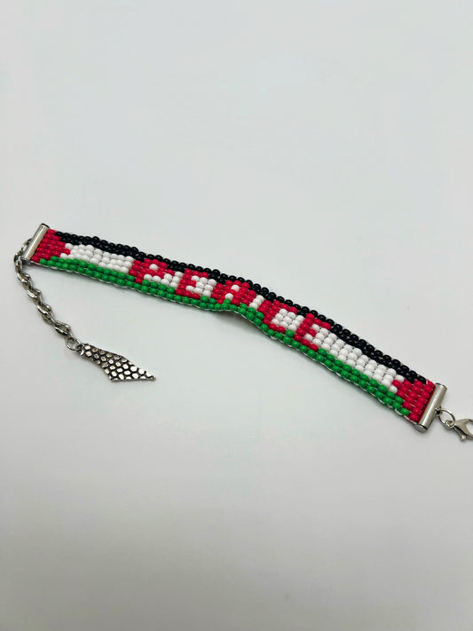 Handmade Peace Palestine Flag Loom Beads Small Bracelet β Delicate Cultural Jewelry