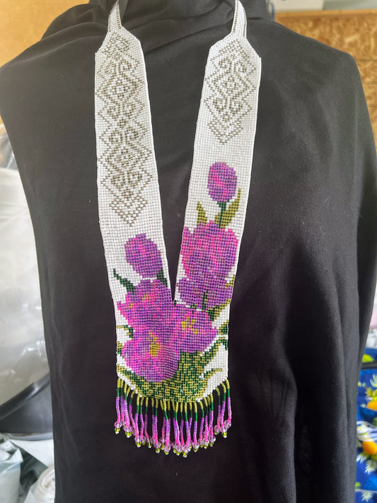 Red & Teal Beaded Flower Necklace – Two Floral Design Options