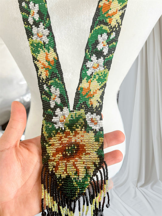 Sunny Beaded Flower Necklace Set – Yellow & Blue with Matching Earrings