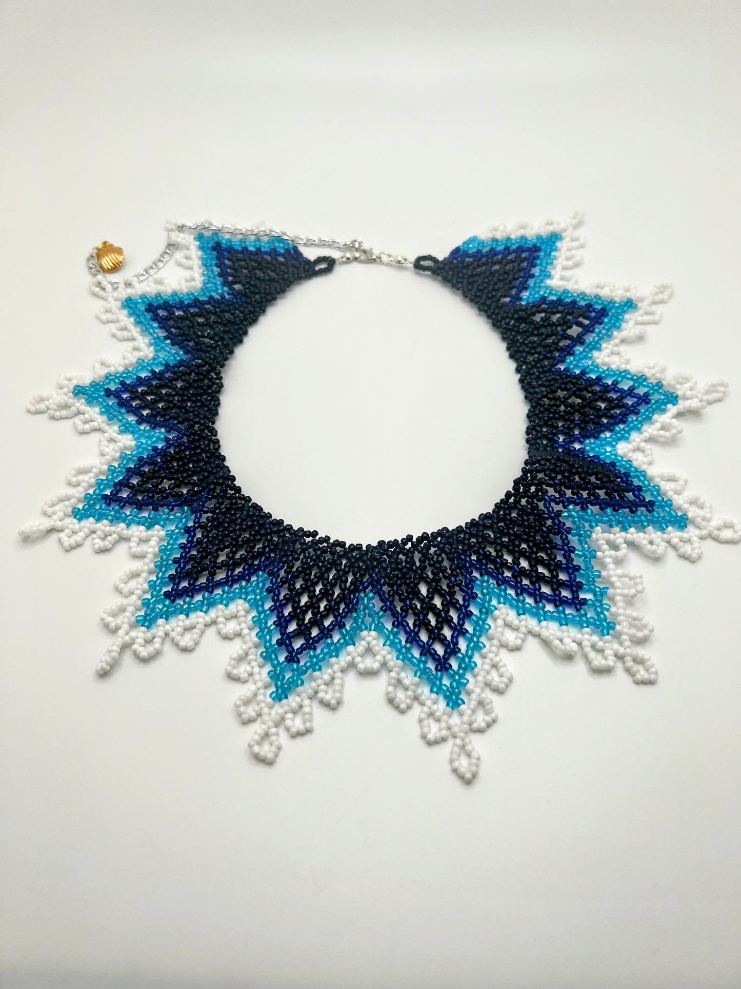 Handmade Blue Beaded Round Choker Necklace – Stylish Artisan Jewelry