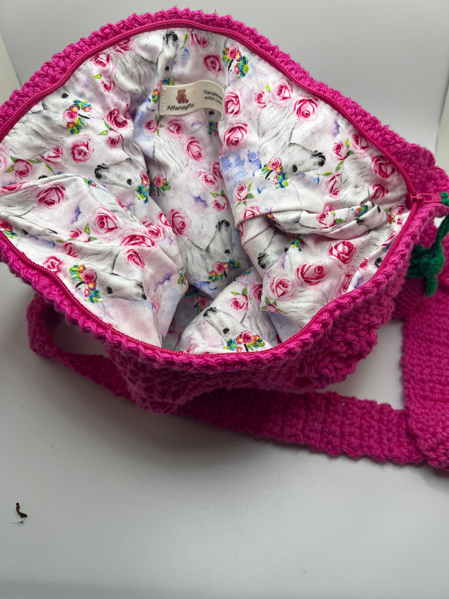 Handmade Crochet Cross Body Hot Pink Bag with Adjustable Strap – Stylish & Practical