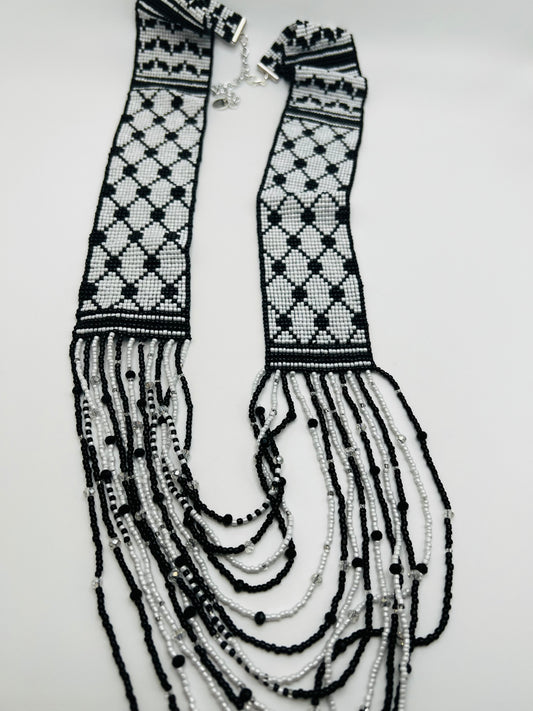 Palestine Kofia Beaded Necklace β Handmade Loom Jewelry with Cultural Pattern