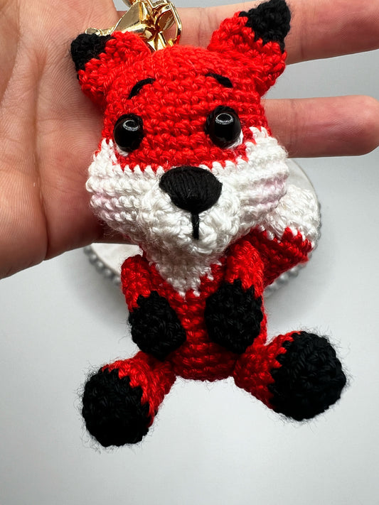 Cute Fox Amigurumi Keychain Toy