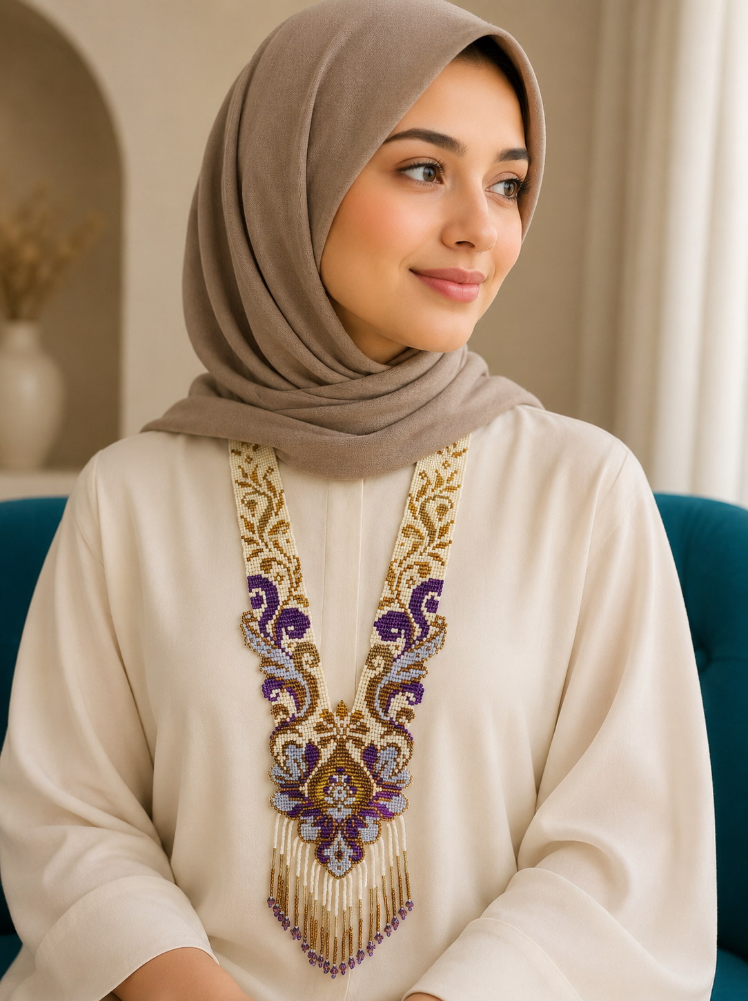 Peacock Body Style Loom‑Beaded Statement Necklace - 3 different colors