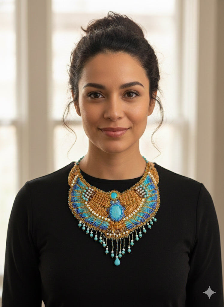 Egyptian Beaded Embroidered Collar Necklace