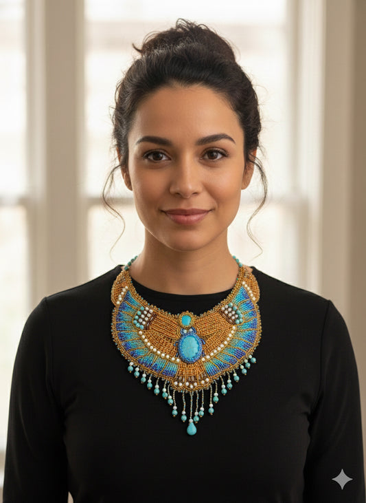Egyptian Beaded Embroidered Collar Necklace