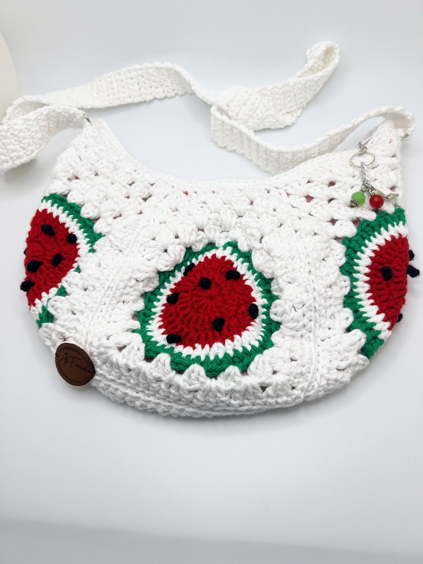 Crochet white Bag With Watermelon Slices - For Girls & Teens