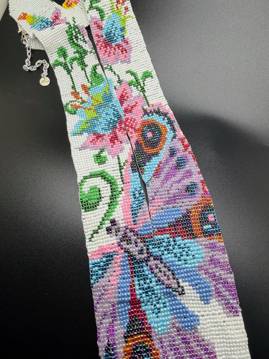 Flower & Butterfly Design Loom Beaded Necklaces