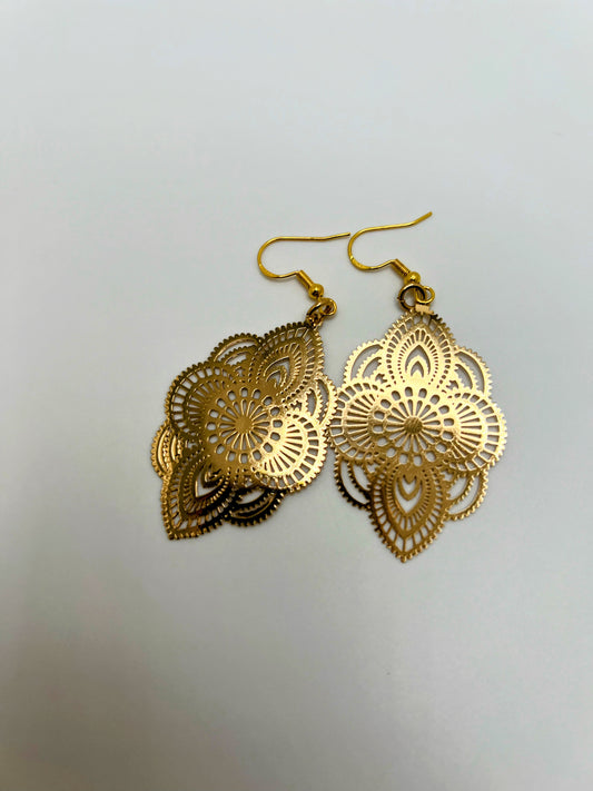 Gold Swirls Design Earrings